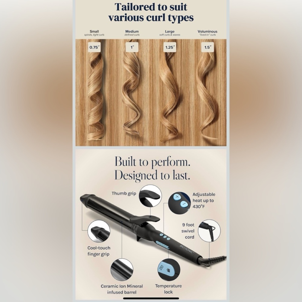 Bio Ionic Black Long Barrel Pro Curling Iron - Picture 5 of 9